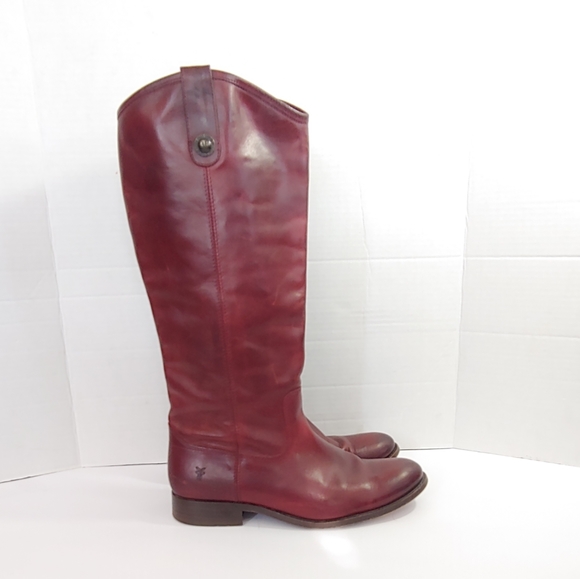 burgundy tall leather boots